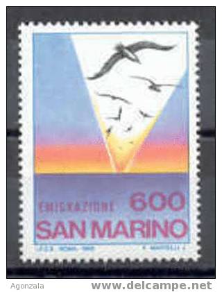 TIMBRE NOUVEAU SAINT-MARIN SAN MARINO 1983 ÉMIGRATION - MOUETTES SUR LA MER - Mouettes