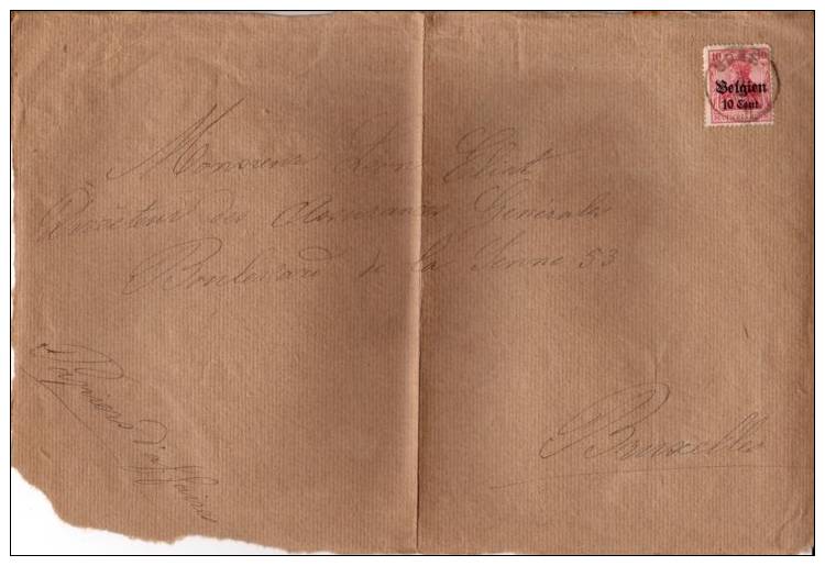 BELGIUM OCCUPATION USED COVER CANCELED BAR BREE - OC1/25 General Government