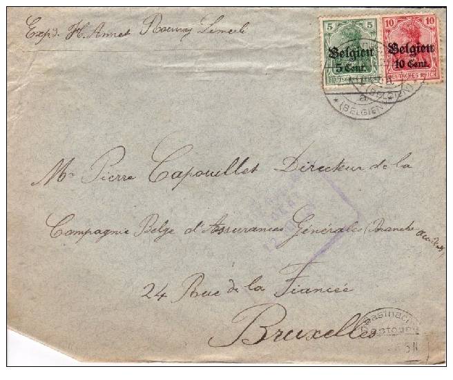 BELGIUM OCCUPATION USED COVER CANCELED BAR BASTOGNE - OC1/25 General Government