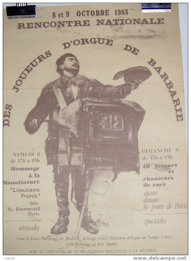 PARIS - Rencontre Nationale Des Joueurs D´orgues De Barbarie (1983) - Affiches & Posters