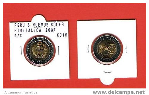 PERU  5  NUEVOS SOLES BIMETALICA  2.007 S/C  UNC KM#316   DL-292 - Peru