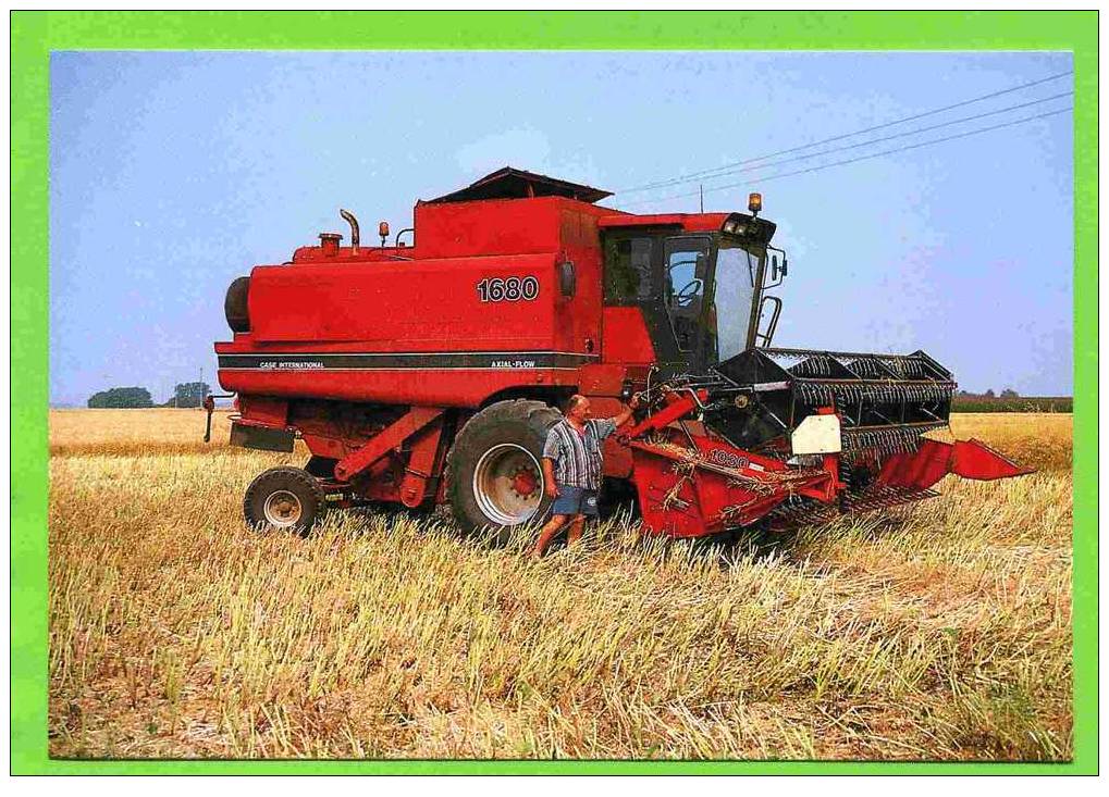 OYSONVILLE 1994 EN BEAUCE RECOLTE DU COLZA SUR INTERNATIONAL 1680 PHOTO M. LAURENT CARTE SUPERBE ETAT - Landwirtschaftl. Anbau