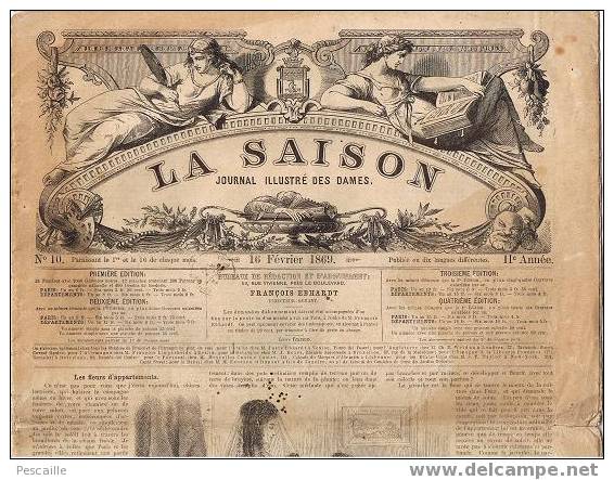 La Saison 16 Février 1869 Journal Illustré Des Dames - Mode