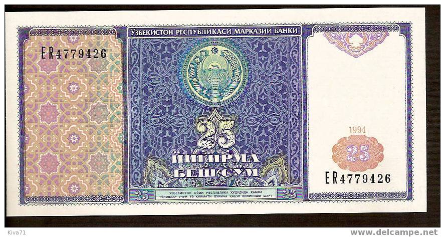 25 Cym  "OUZBEKISTAN"      1994   UNC     Ro 61 - Uzbekistán