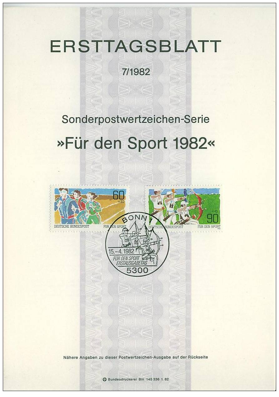 F1331 Tir A L Arc Handisport Course A Pied Allemagne 1982 FDC Premier Jour ETB - Archery