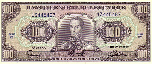EQUATEUR    100 Sucres   Daté Du 20-04-1990   Pick 123     ***** BILLET  NEUF ***** - Ecuador
