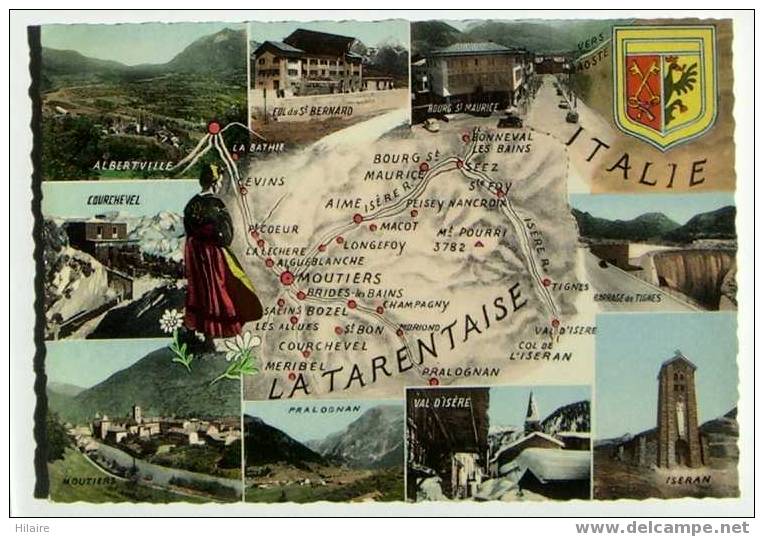 Cpsm 73 LA TARENTAISE Vues Multiples Et Carte - Moutiers