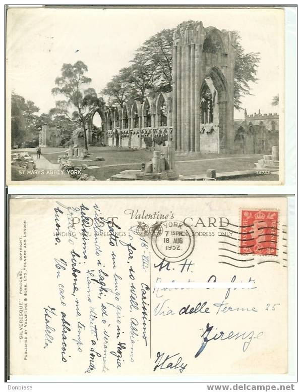 Postcard Of York, St. Mary´s Abbey, Circulated 18/08/1952 - York