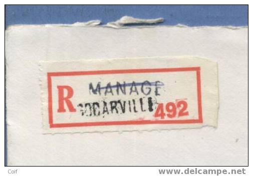 1647+1649 Op Aangetekende Brief Met Stempel GODARVILLE, Aantekenstrookje Met Naamstempel MANAGE Geschrapt En Herbruikt ! - 1970-1980 Elström