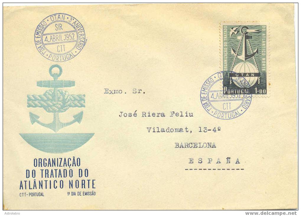 Portugal 1952 FDC "3 Anivº De L´O.T.A.N." Yvert 760 - NATO