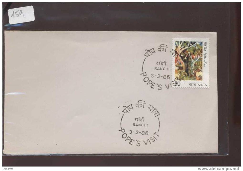 Mi159 Watermarks Marcophilie India Ranchi 1986 Pope´s Visit - Religieux