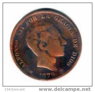 M 121 - DIEZ CENTIMOS 1879 ALFONSO XII - - Sammlungen