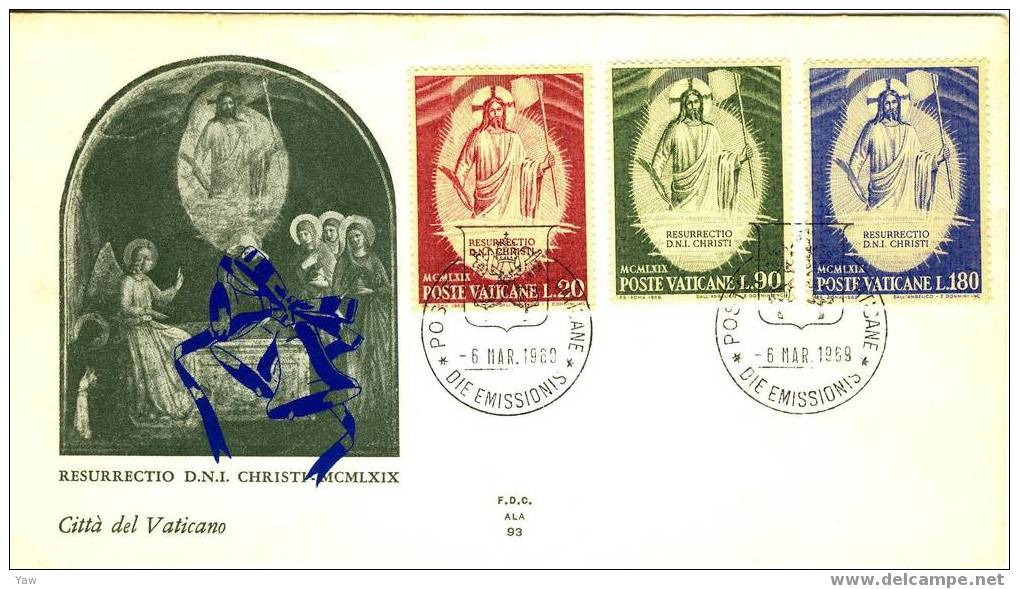 VATICANO FDC 1969 PASQUA. PART.DELLA "RESURREZIONE" DEL B. ANGELICO - Pasen