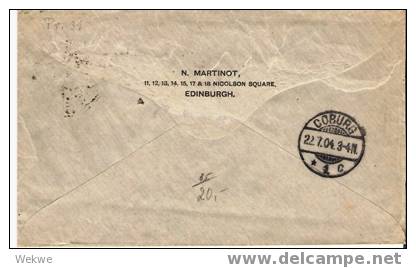 GBE044 / 1904 – Briefganzsache Edinbourgh - Coburg, Deutschland - Covers & Documents