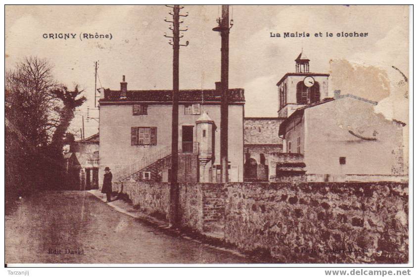 CPA De Grigny ( Rhône 69): La Mairie Et Le Clocher. - Grigny