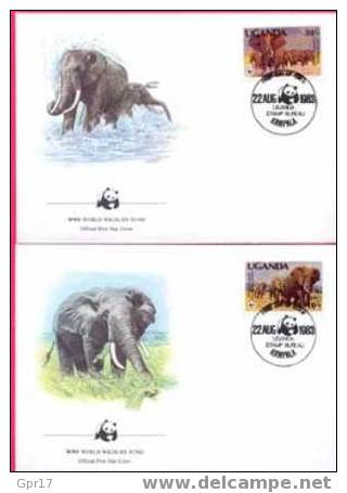 4 Env. 1er Jour Wwf Ouganda Du 22/8/83: éléphant - Eléphants