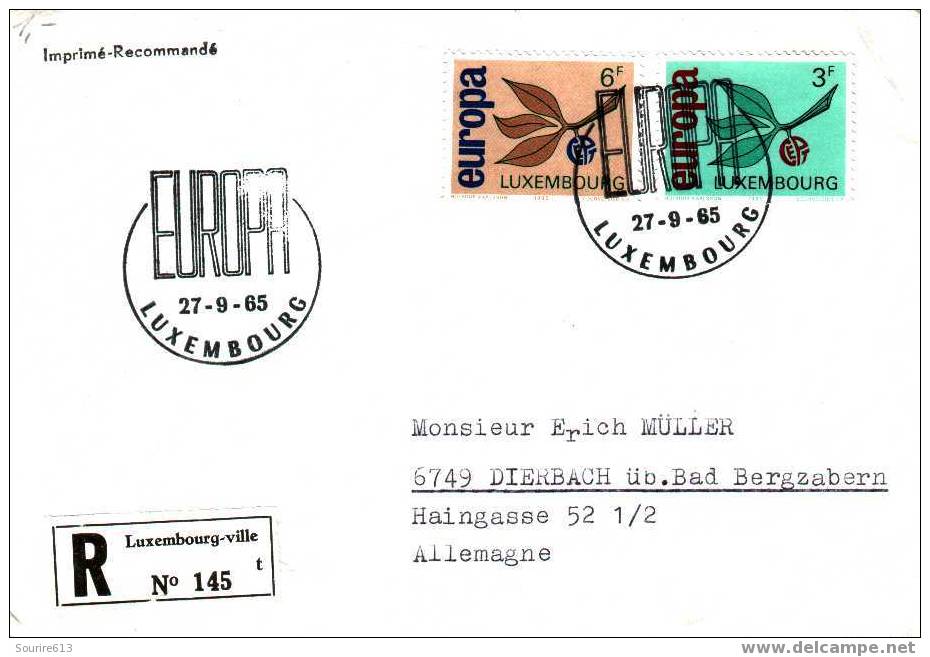 Fdc  Europa-CEPT > 1965 Luxembourg 1965 Cover Recommandé Europa - 1965