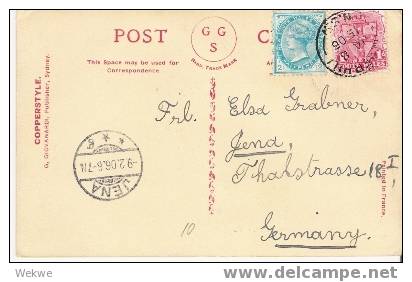 NSW013/ Bildkarte Esplanade, Manly –  9.2.1906 – Mischfrankatur Nach  Jena. Deutschland - Storia Postale