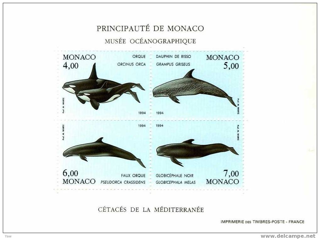 MONACO 1994  TUTELA DELL´AMBIENTE MARINO. CETACEI DEL MEDETERRANEO III BF*** - Dauphins