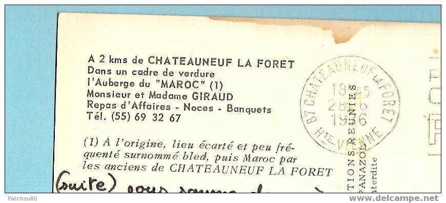 87 --- CHATEAUNEUF - LA - FORET ---  L' Auberge Du " Maroc " --- (à Voir!) -- R 2085 - Chateauneuf La Foret