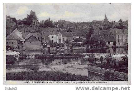 Vue Generale  Moulin Et Barrage - Beaumont Sur Sarthe