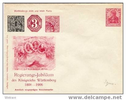 Wtb002/  Württember,  3 Stück,  Jubiläumsganzsachen 1906, In Versch. Farben (3 Scans) - Postwaardestukken