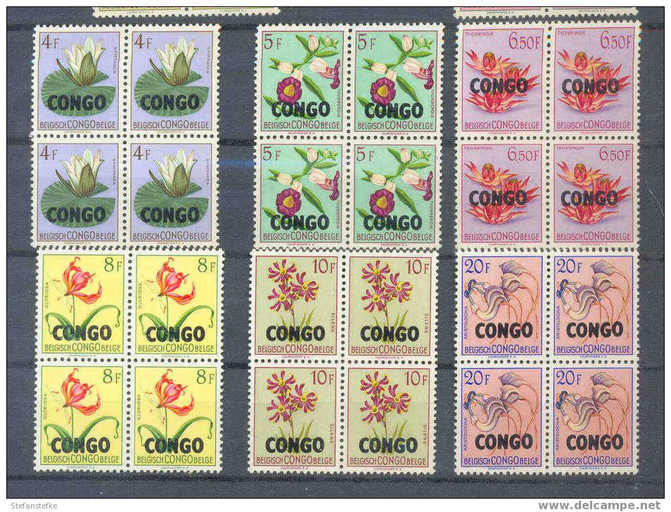 CONGO Ocb Nr : 383 - 397 ** Blokken Van 4  (zie 2 Scans !) Pas Complet Sans Le 382, 398,399 - Ongebruikt