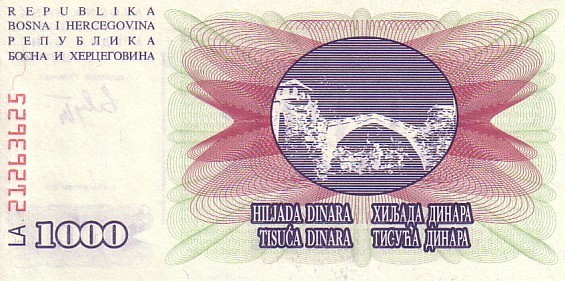 BOSNIE-HERZEGOVINE   1 000 Dinara   Daté Du 01-07-1992   Pick 15a    ***** BILLET  NEUF ***** - Bosnien-Herzegowina