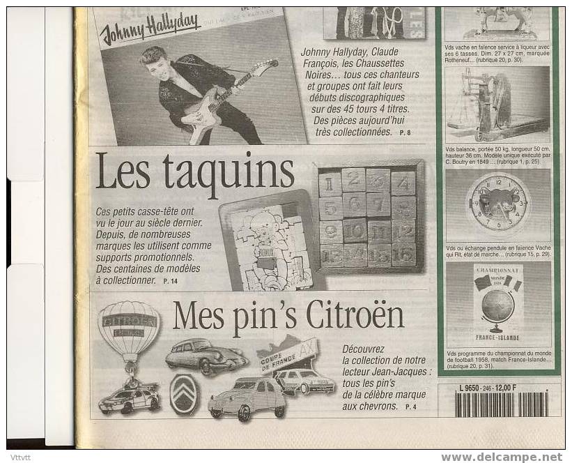 LA VIE DU COLLECTIONNEUR, N° 246, Novembre 1998 : Disques 45 Tours Années 1950-1960, Les Taquins, Pin's Citroën - Collectors