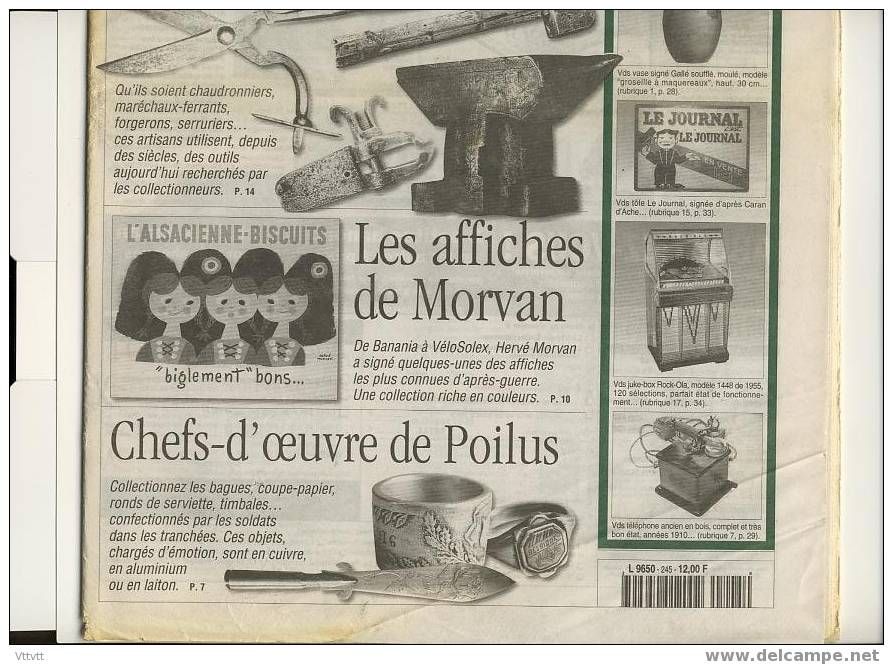 LA VIE DU COLLECTIONNEUR, N° 245, Novembre 1998 : Les Outils Des Métiers Du Métal, Les Affiches Du Morvan, Les Poilus - Collectors