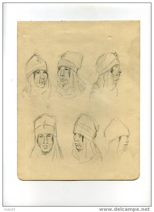 - 6 PORTRAITS DE FEMME. DESSIN PROVENANT D´UN CARNET DE CROQUIS FAITS A ALGER EN 1941 . - Disegni