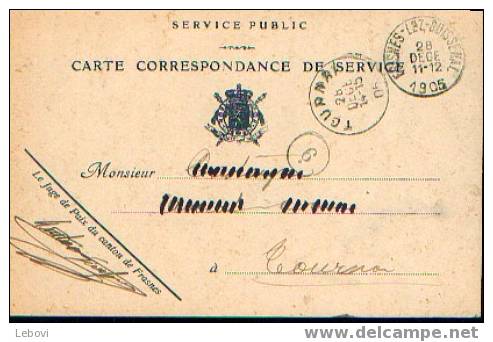 Carte Postale (service) - A Circulé (franchise) Entre FRASNES-LEZ-BUISSENAL  Et TOURNAI (1905) - Portofreiheit