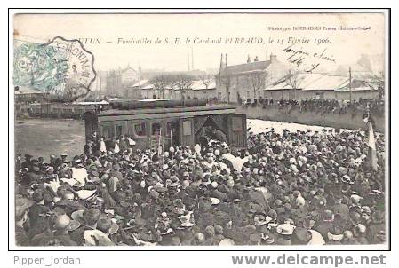 71 AUTUN * Funérailles De S.E. Le Cardinal PERRAUD, Le 15 Février 1906 * Belle CPA Animée, Cachet De 1906. - Funérailles