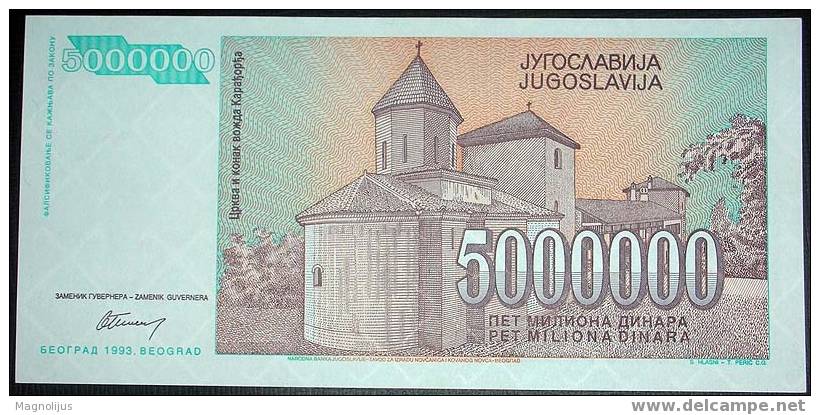 Yugoslavia,Banknote,Paper Money,Inflation,5.000.000 Dinars,1993. - Jugoslawien