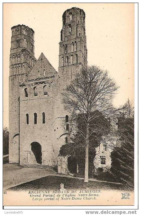 JUMIEGES - ANCIENNE ABBAYE . GRAND PORTAIL DE L´EGLISE NOTRE DAME N° 41 - Jumieges