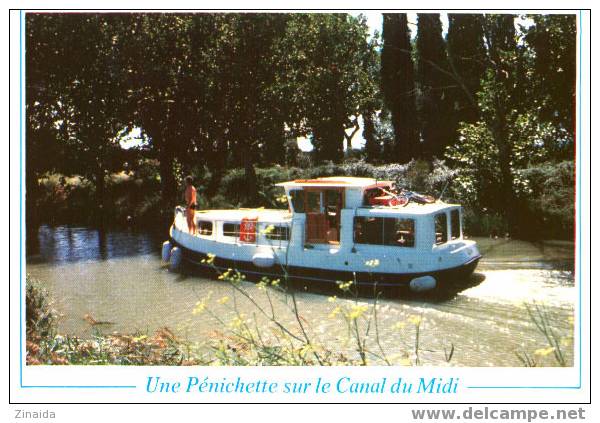 CARTE POSTALE D UNE PENICHETTE SUR LE CANAL DU MIDI - Binnenschepen