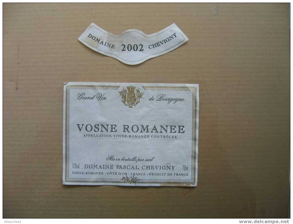 FRANCE ETIQUETTES DE VIN ROUGE VIGNOBLE VOSNE ROMANEE DOMAINE CHEVIGNY 2002 BOURGOGNE 21 - Bourgogne