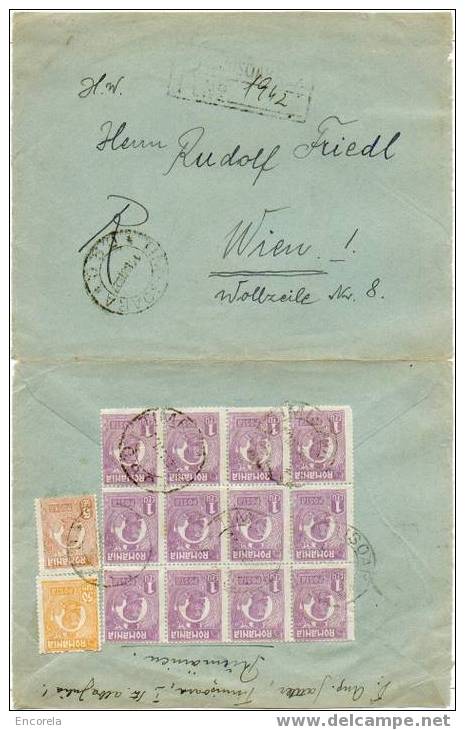 Lettre Recommandée De TIMISOARA Vers Vienne Le 11/01/1927.  Affr. à 17 Lei 50 Bani.  TB - 2180 - Postmark Collection