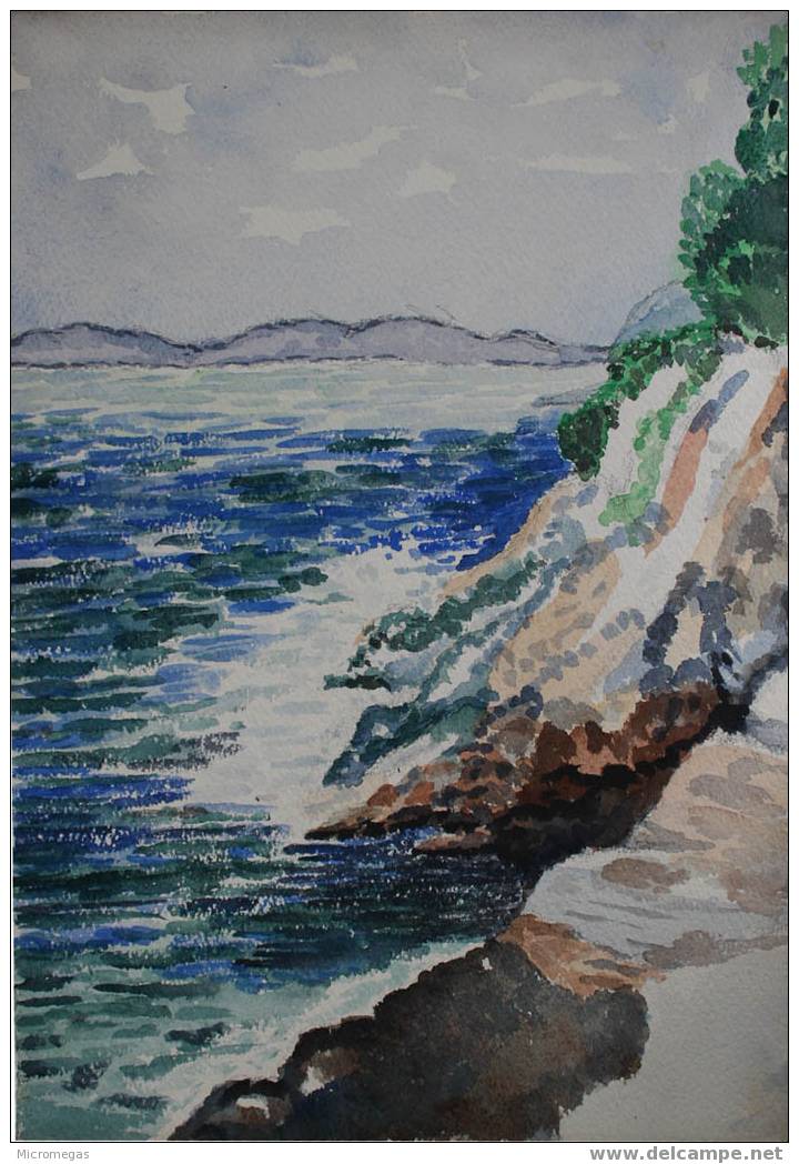 Aquarelle : Bord De Mer - Wasserfarben