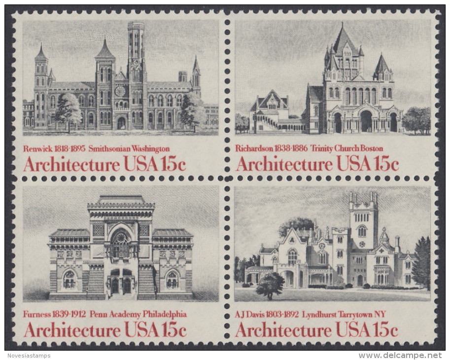 !a! USA Sc# 1838-1841 MNH BLOCK - Architecture - Unused Stamps