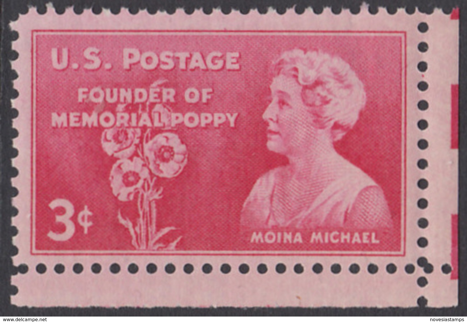 !a! USA Sc# 0977 MNH SINGLE From Lower Right Corner - Moina Michael - Nuevos