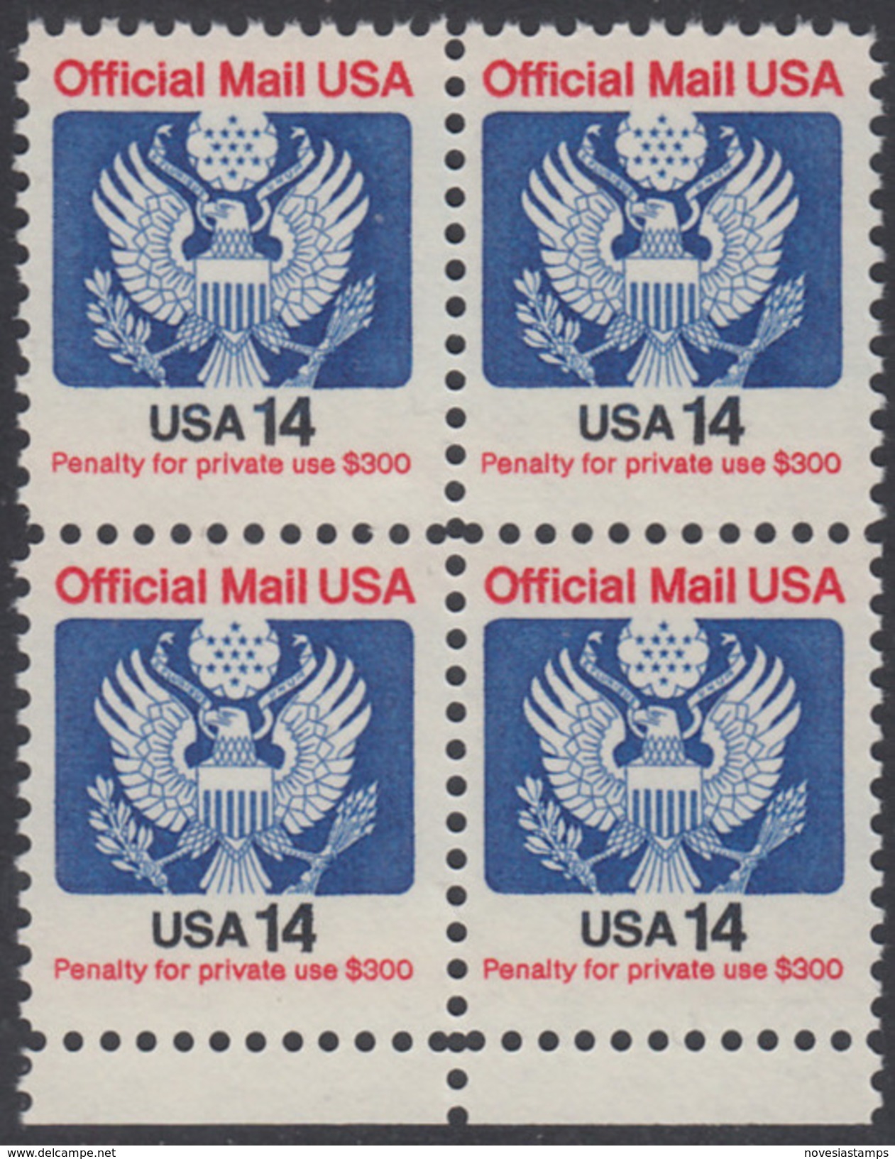 !a! USA Sc# O129A MNH BLOCK W/ Bottom Margins - Great Seal - Dienstmarken