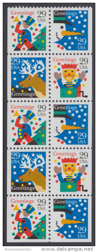 !a! USA Sc# 2798a MNH BOOKLET-PANE(10) - Christmas - 3. 1981-...