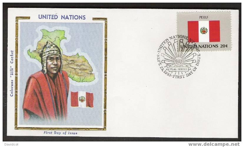 S900.-.U.N. / O.N.U - SILK COVER-  PERU // PERU  FLAG- BEAUTIFUL COVER. - Covers