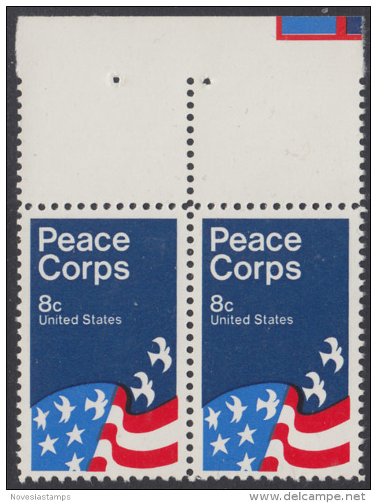 !a! USA Sc# 1447 MNH Horiz.PAIR W/ Top Margins -Peace Corps - Unused Stamps