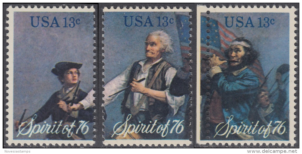 !a! USA Sc# 1629-1631 MNH Set Of 3 SINGLES - American Bicentennial - Unused Stamps