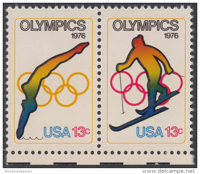 !a! USA Sc# 1695-1696 MNH Horiz.PAIR W/ Bottom Margins - Olympic Games - Unused Stamps