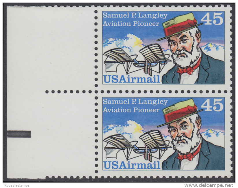 !a! USA Sc# C118 MNH Vert.PAIR W/ Left Margins (a02) - Samuel P. Langley - 3b. 1961-... Neufs