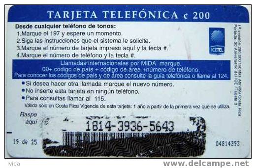 COSTA RICA - Prepaid Card 197 - 50 Aniv. ICE / Tarjeta 3 - 04/99 - 280.000 - Costa Rica