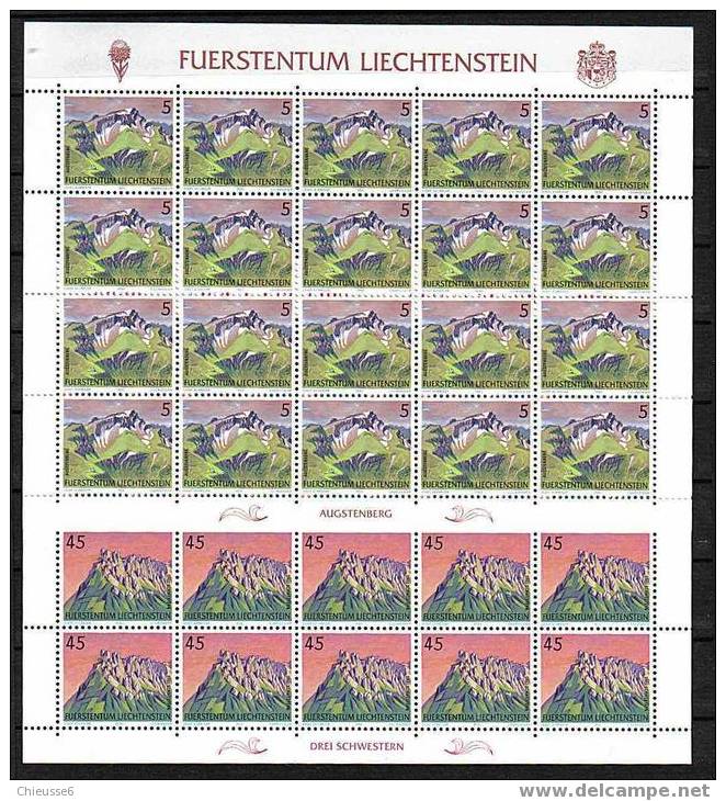 Liechtenstein** Feuilles - Série N° 934 à 937 - Montagnes - Blokken